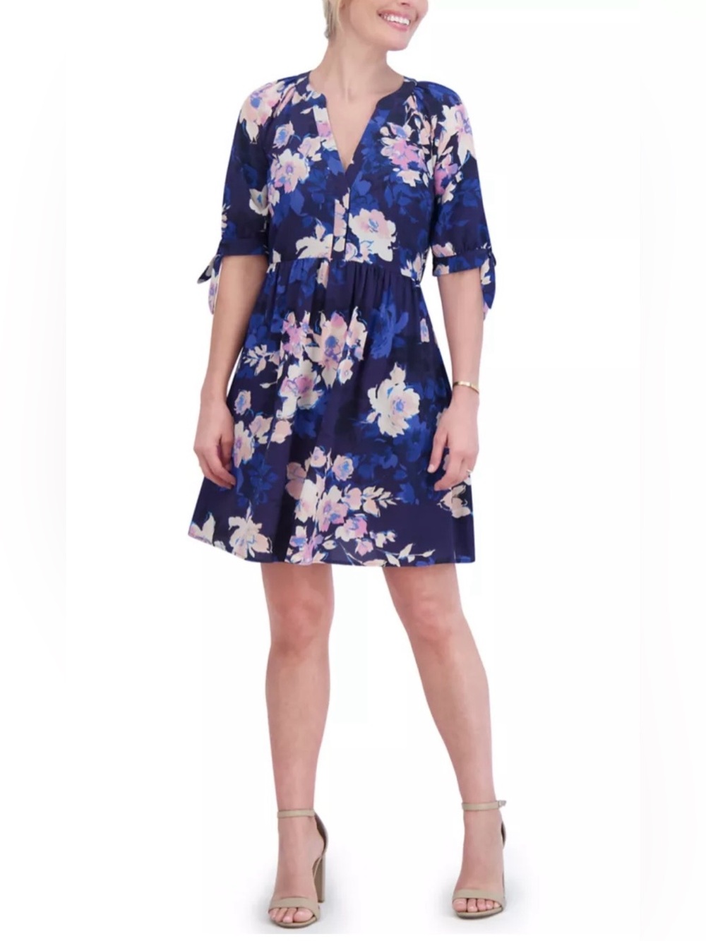 Jessica Howard Short Sleeve Floral Babydoll Dress